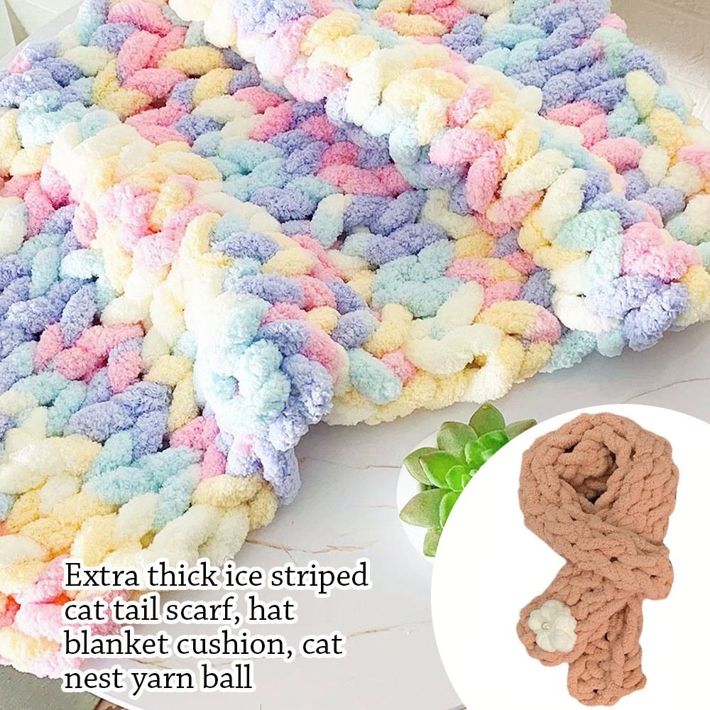 Throw Blanket Chunky Knit - خيوط متعددة الشنيل للحياكة والكروشيه ،