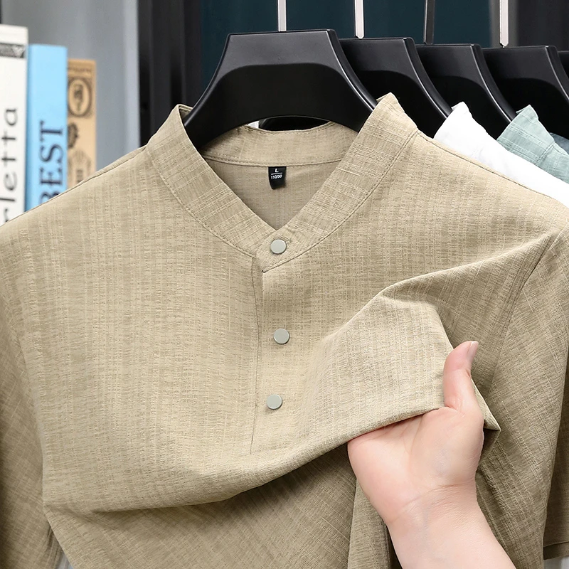 قميص رجالي صيفي بياقة واقفة وأ - مراجعة Textiles For Home وسعره