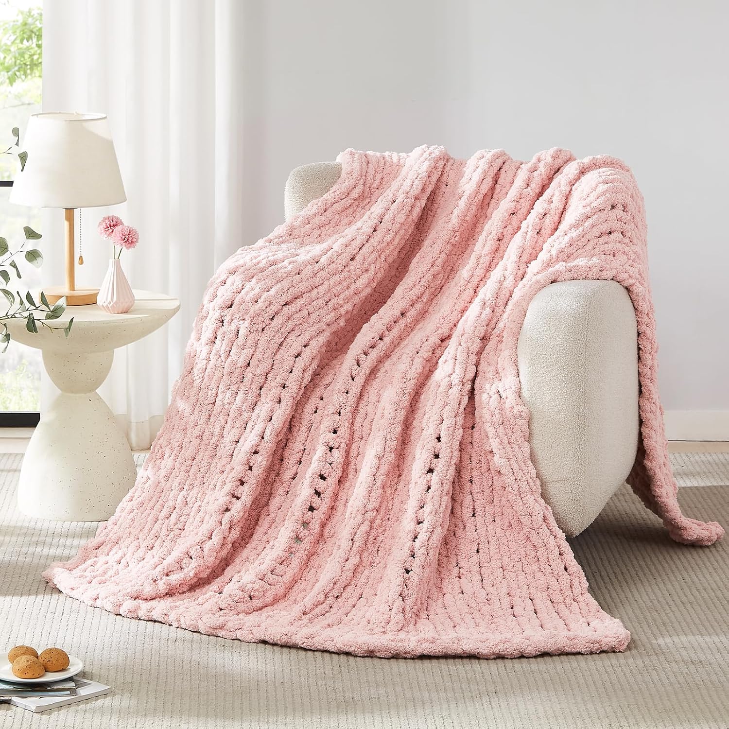 مكتنزة بطانية متماسكة رمي الشن - مراجعة Throw Blanket Chunky Knit وسعره