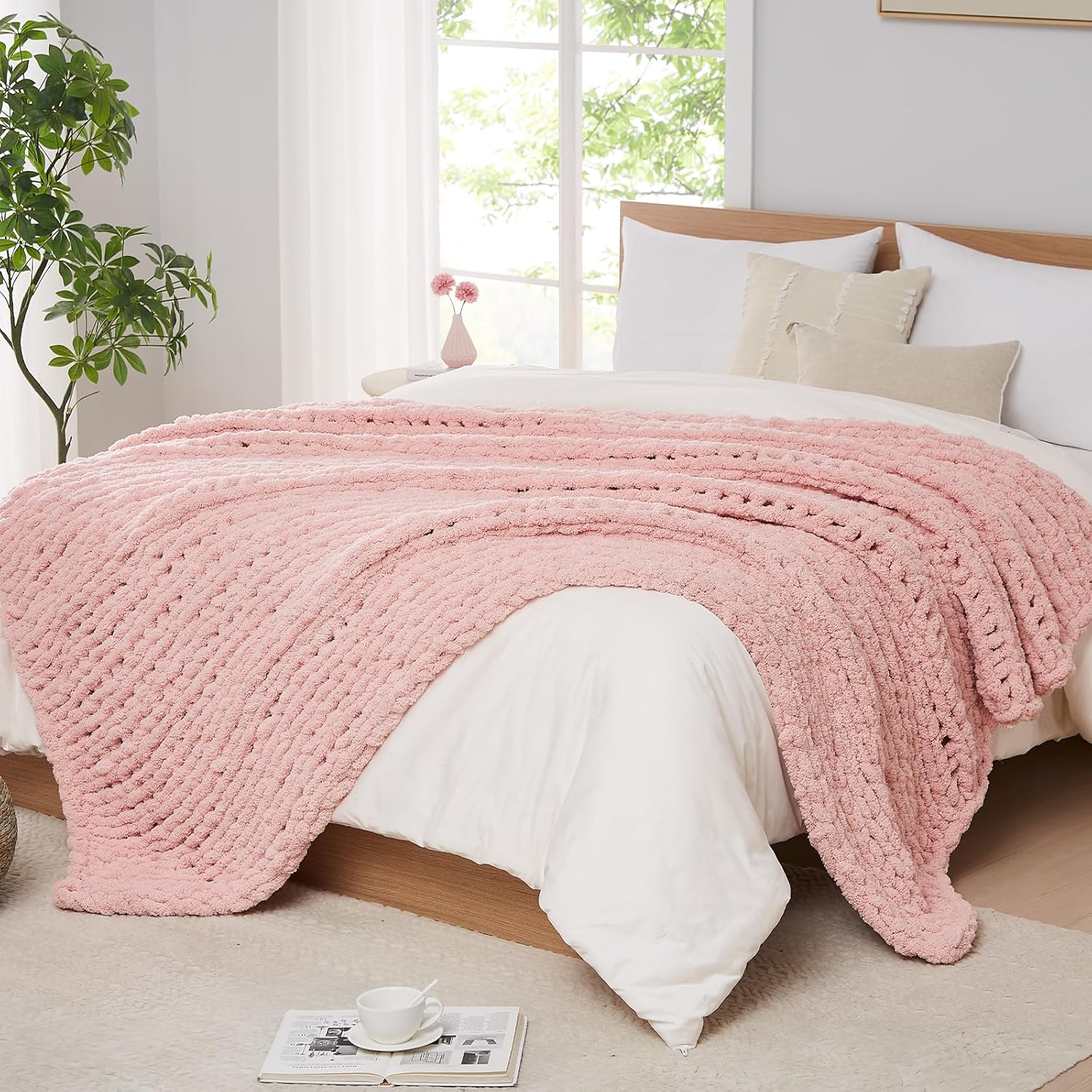 مكتنزة بطانية متماسكة رمي الشن - مراجعة Throw Blanket Chunky Knit وسعره
