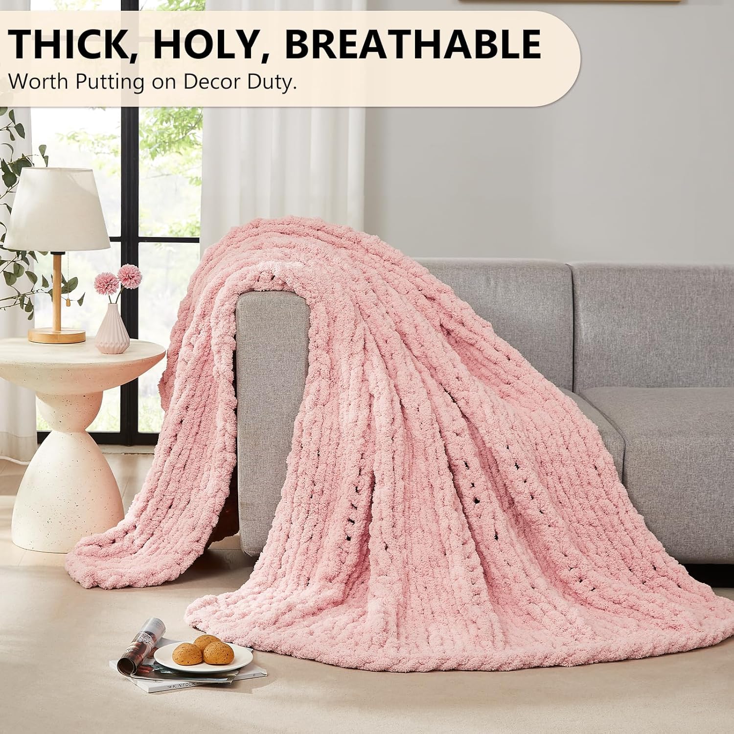 مكتنزة بطانية متماسكة رمي الشن - مراجعة Throw Blanket Chunky Knit وسعره