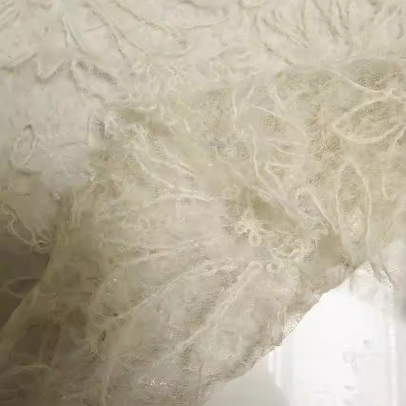 قماش دانتيل شبكي مطرز بالريش ا - مراجعة Home Textiles Design وسعره