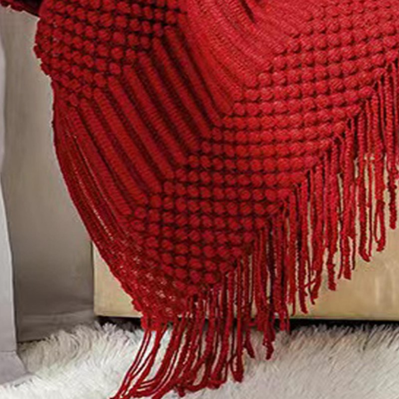 بطانية محبوكة سميكة حمراء بأسل - مراجعة Throw Blanket Chunky Knit وسعره
