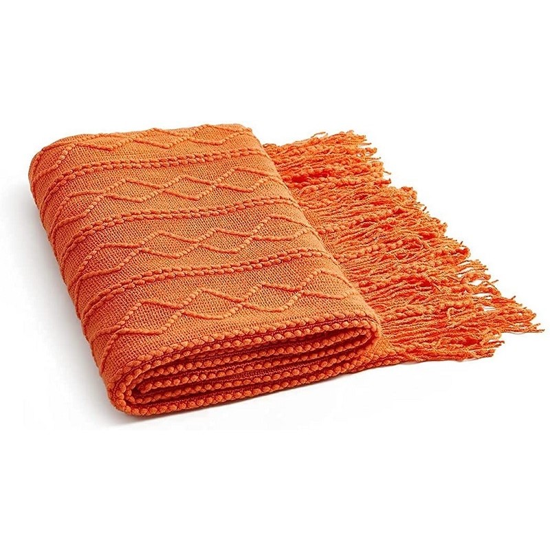 برتقالي محبوك رمي البطانيات مع - مراجعة Throw Blanket Chunky Knit وسعره